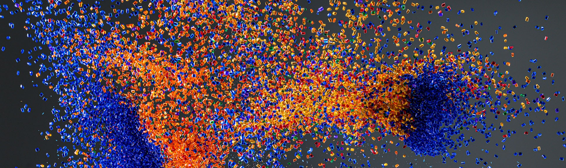 A 3d image of a blue, orange, and yellow splatter.