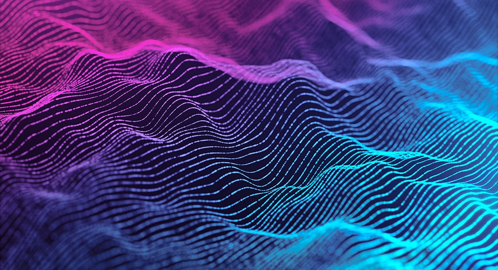 A blue and purple wave background.
